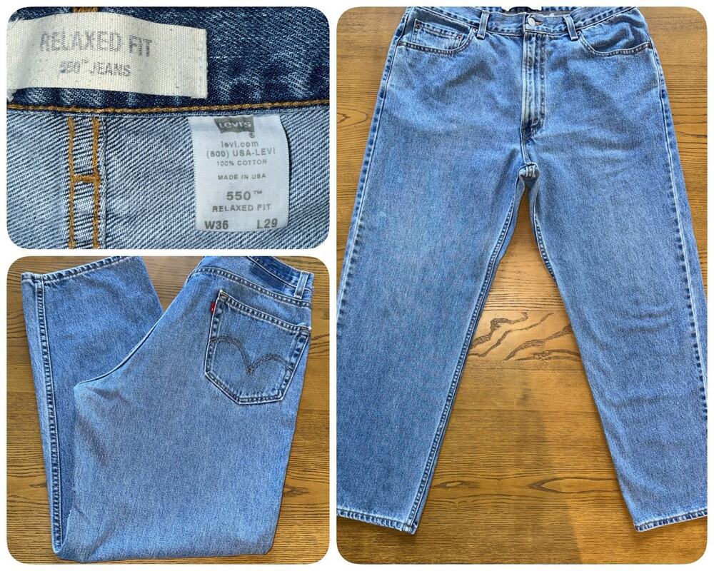 Levi’s 550 Jeans Mens 36x29 Vintage 2003 USA Relaxed Fit Y2K Light Wash- EUC